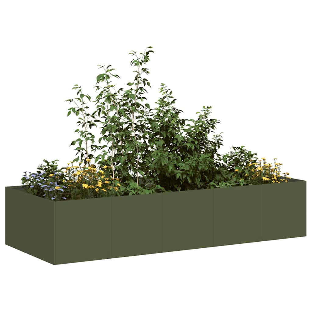vidaXL Doniczka Oliwkowo-zielona 200x80x40 cm Stal