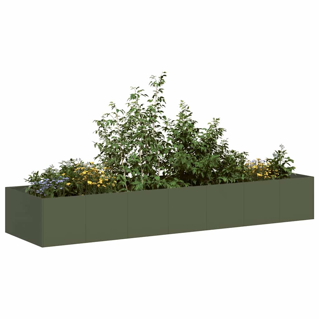vidaXL Doniczka Oliwkowo-zielona 280x80x40 cm Stal