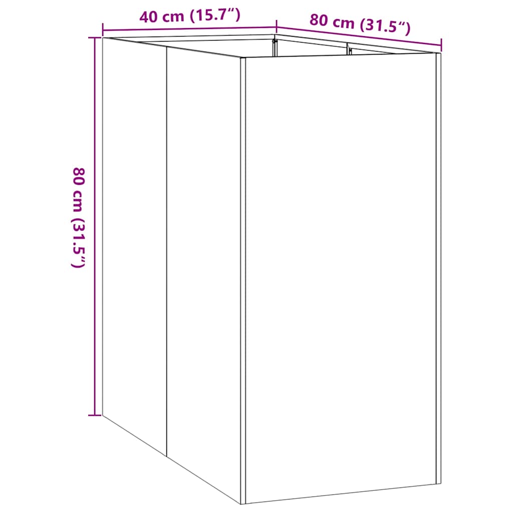 vidaXL Doniczka 40x80x80 cm Stal ocynkowana