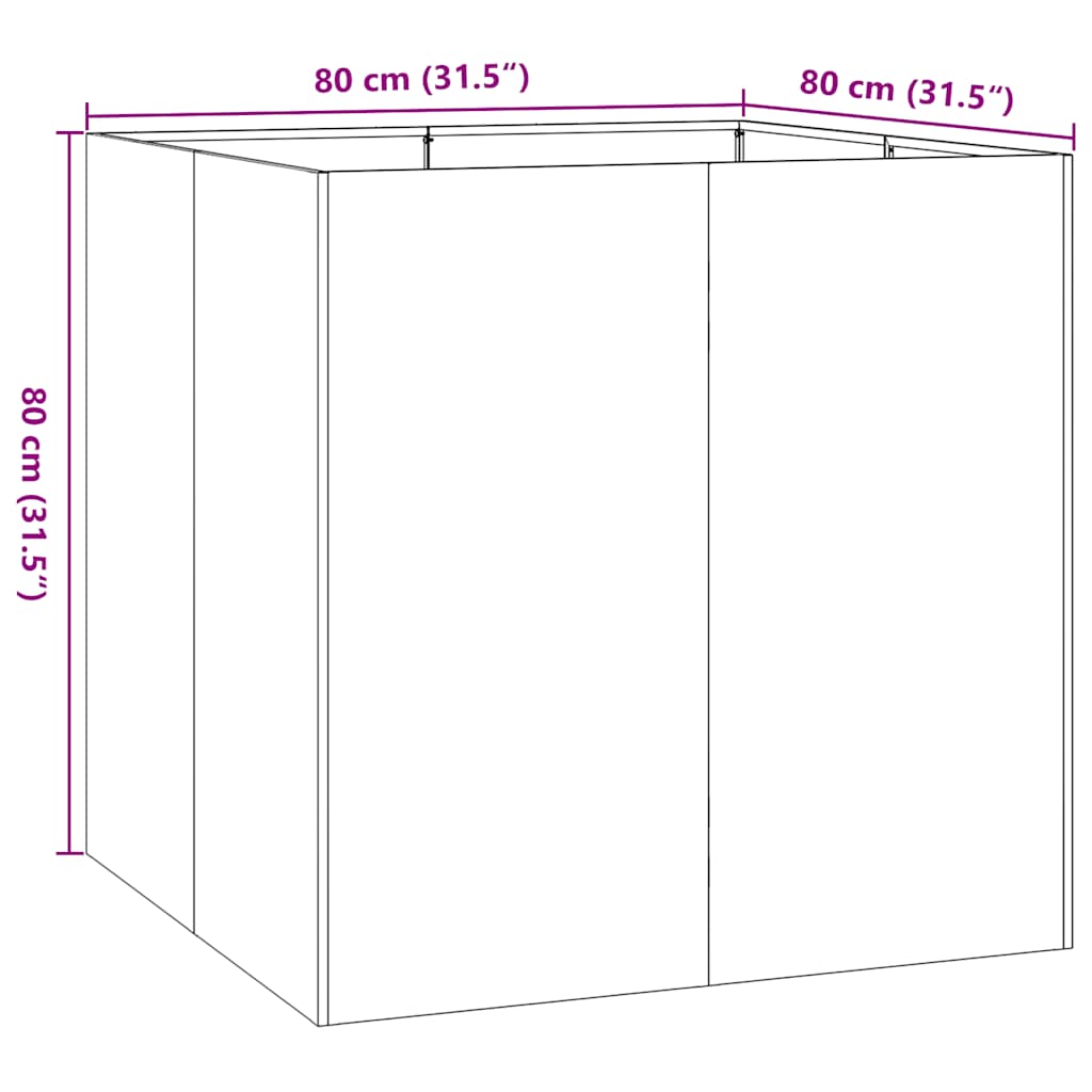 vidaXL Doniczka 80x80x80 cm Stal nierdzewna