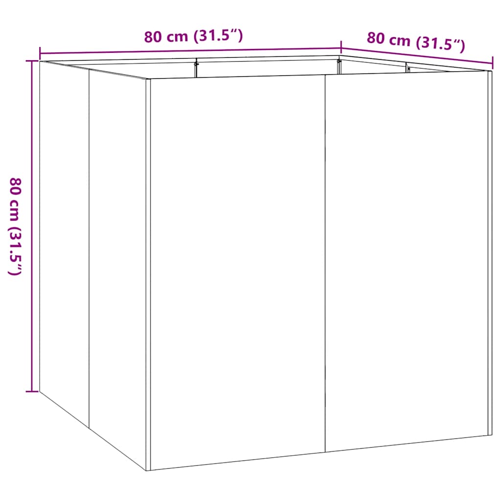 vidaXL Doniczka 80x80x80 cm Stal ocynkowana