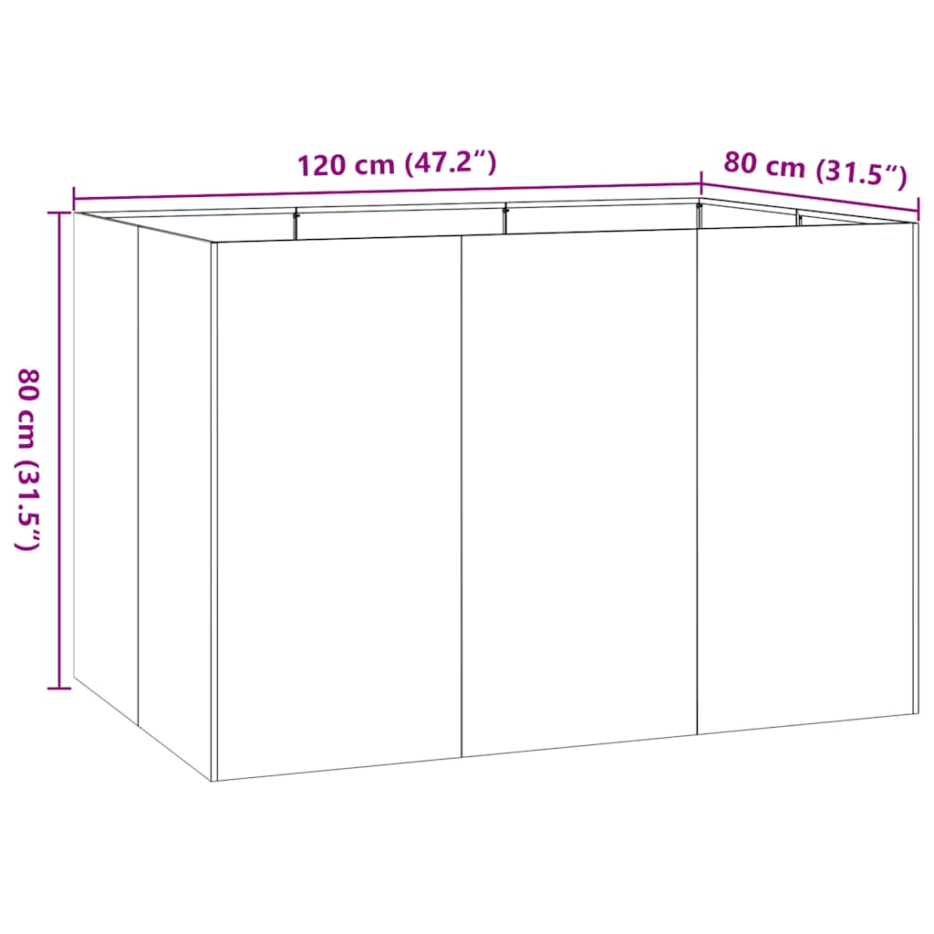 vidaXL Doniczka Biała 120x80x80 cm Stal