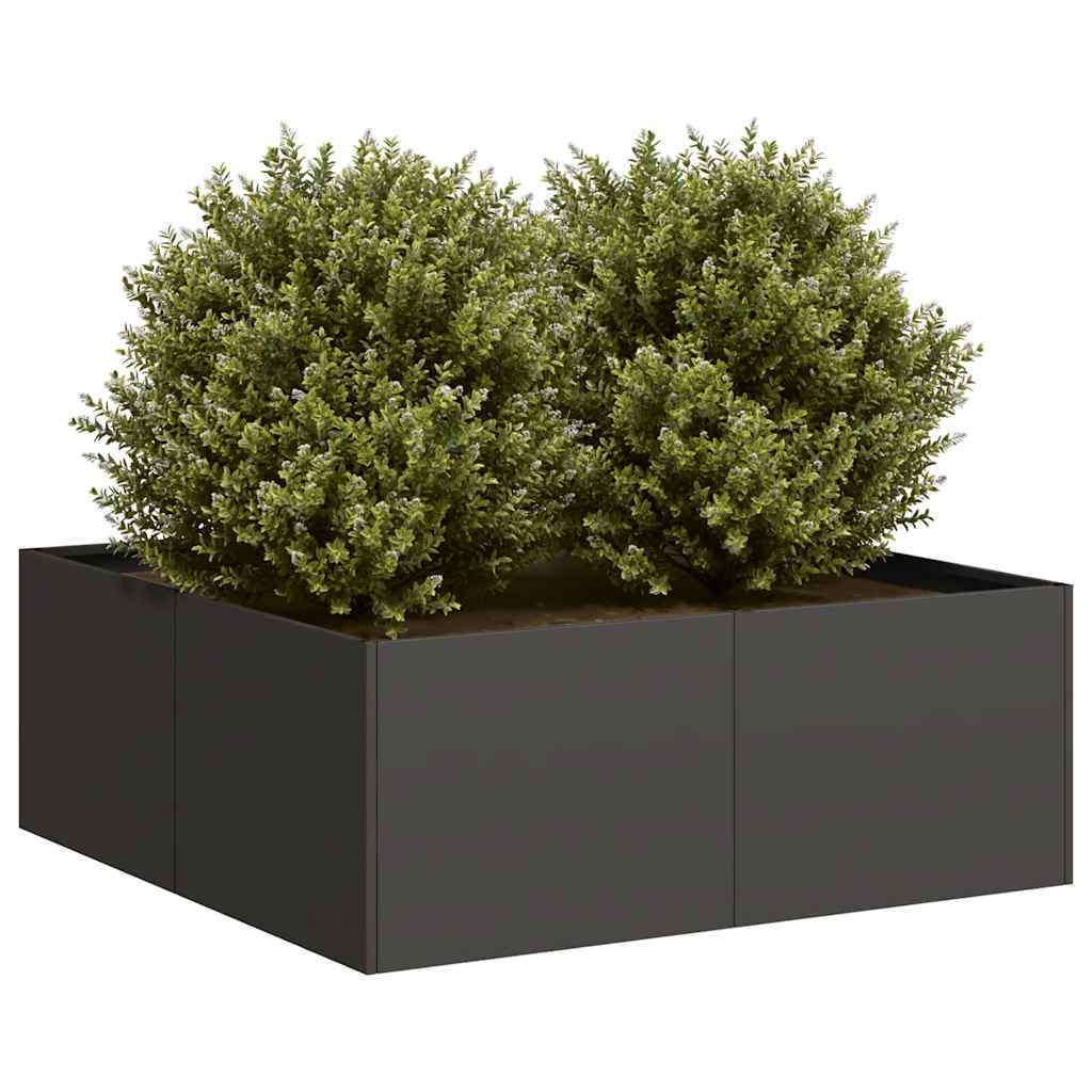 vidaXL Doniczka Czarna 80x80x30 cm Stalowa