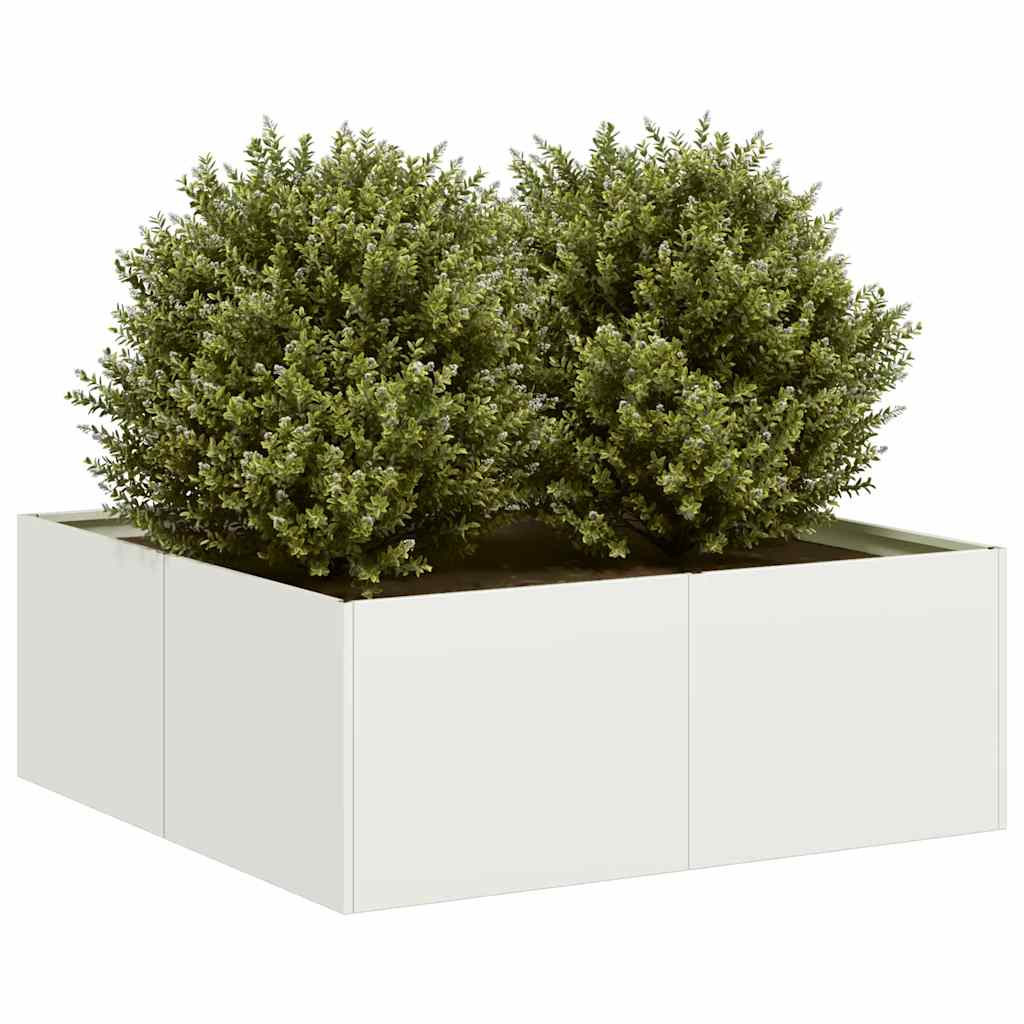vidaXL Doniczka Biała 80x80x30 cm Stalowa
