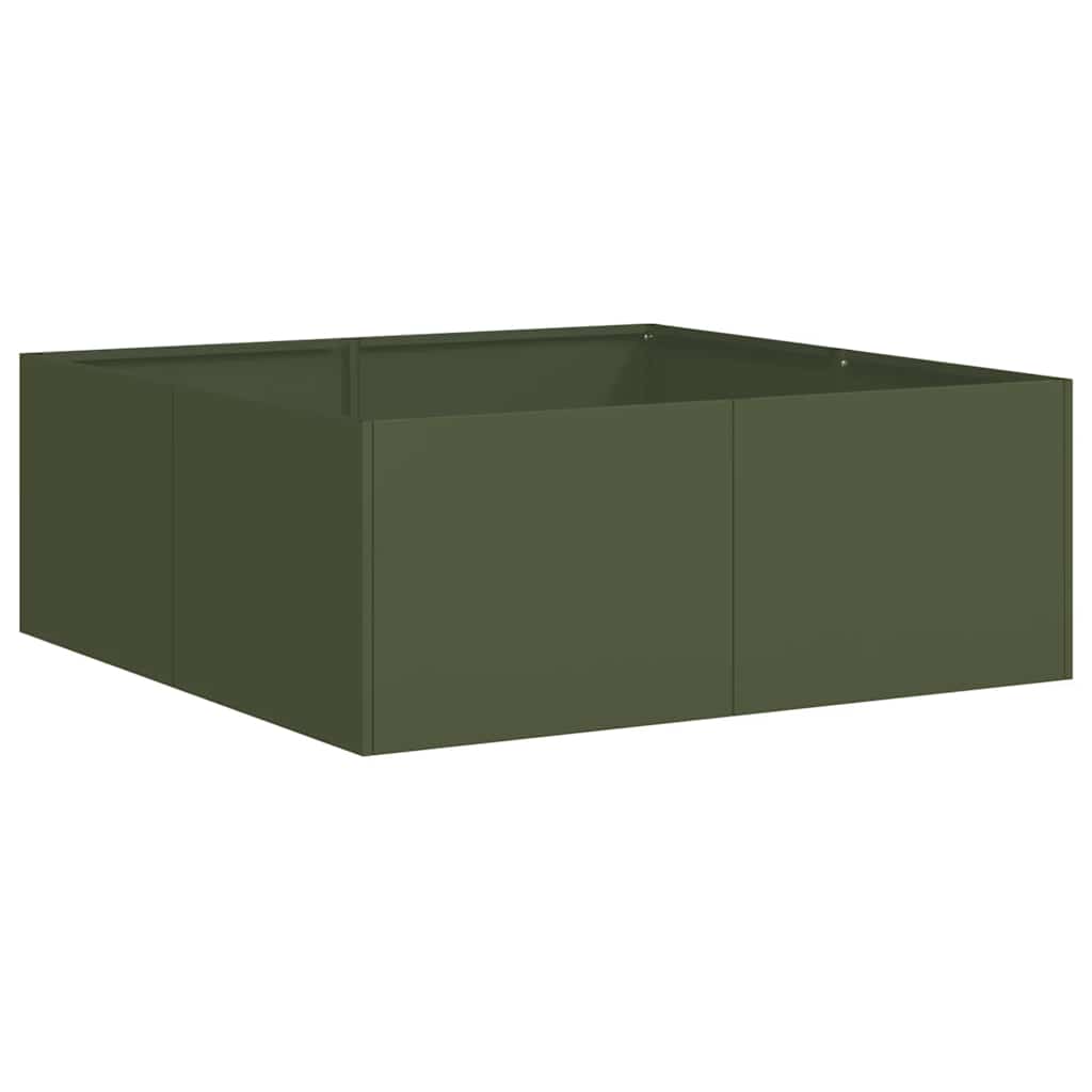 vidaXL Doniczka Oliwkowo-zielona 80x80x30 cm Stal