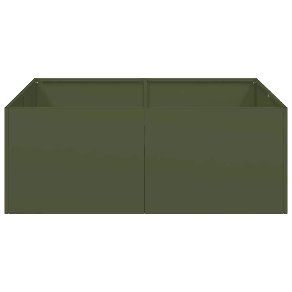 vidaXL Doniczka Oliwkowo-zielona 80x80x30 cm Stal