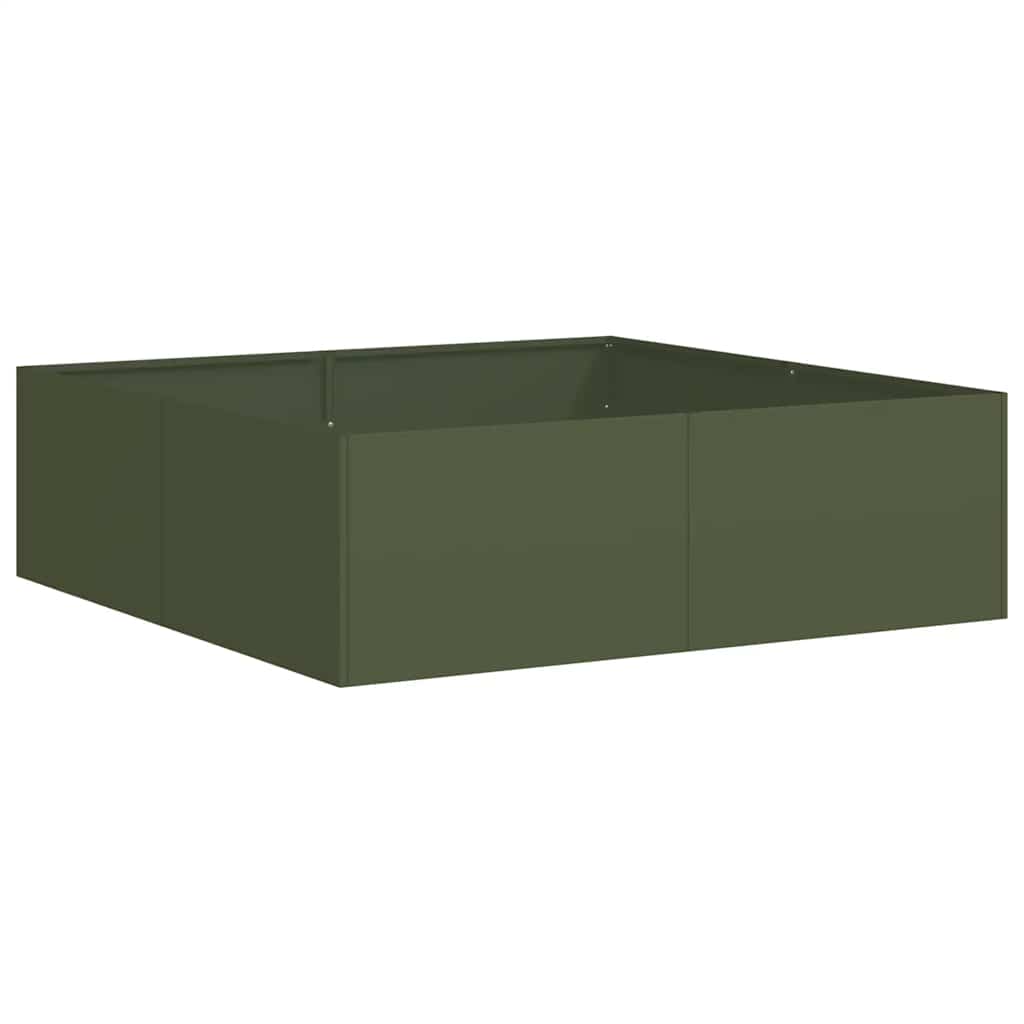 vidaXL Doniczka Oliwkowo-zielona 100x100x30 cm Stal