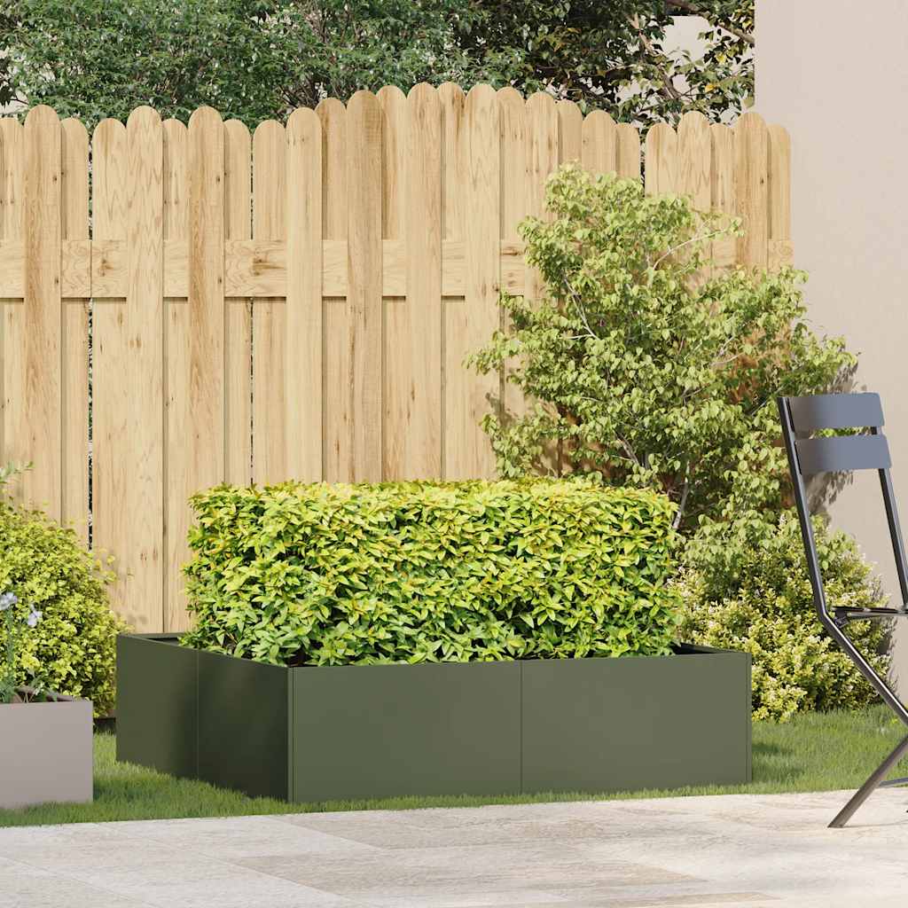 vidaXL Doniczka Oliwkowo-zielona 100x100x30 cm Stal