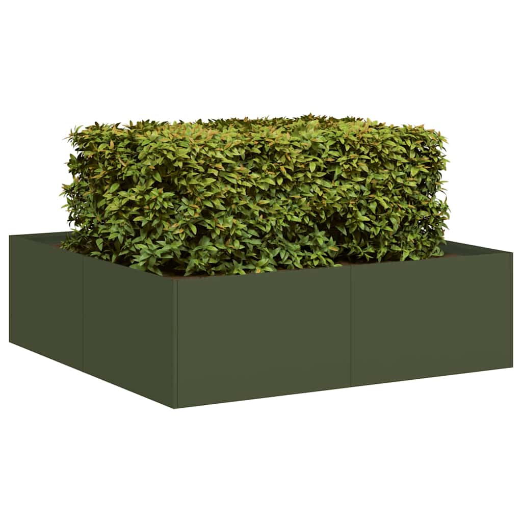 vidaXL Doniczka Oliwkowo-zielona 100x100x30 cm Stal