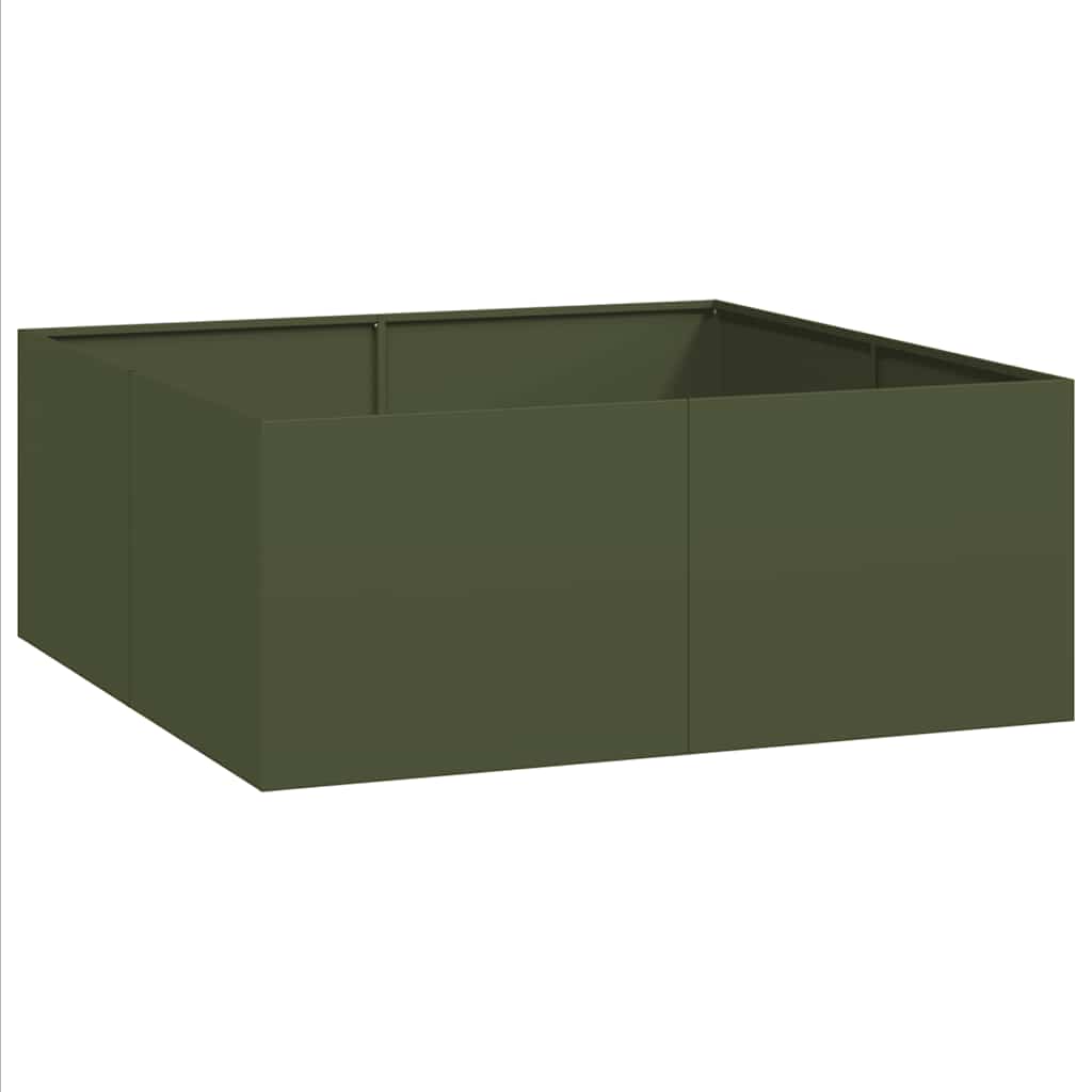 vidaXL Doniczka Oliwkowo-zielona 100x100x40 cm Stal