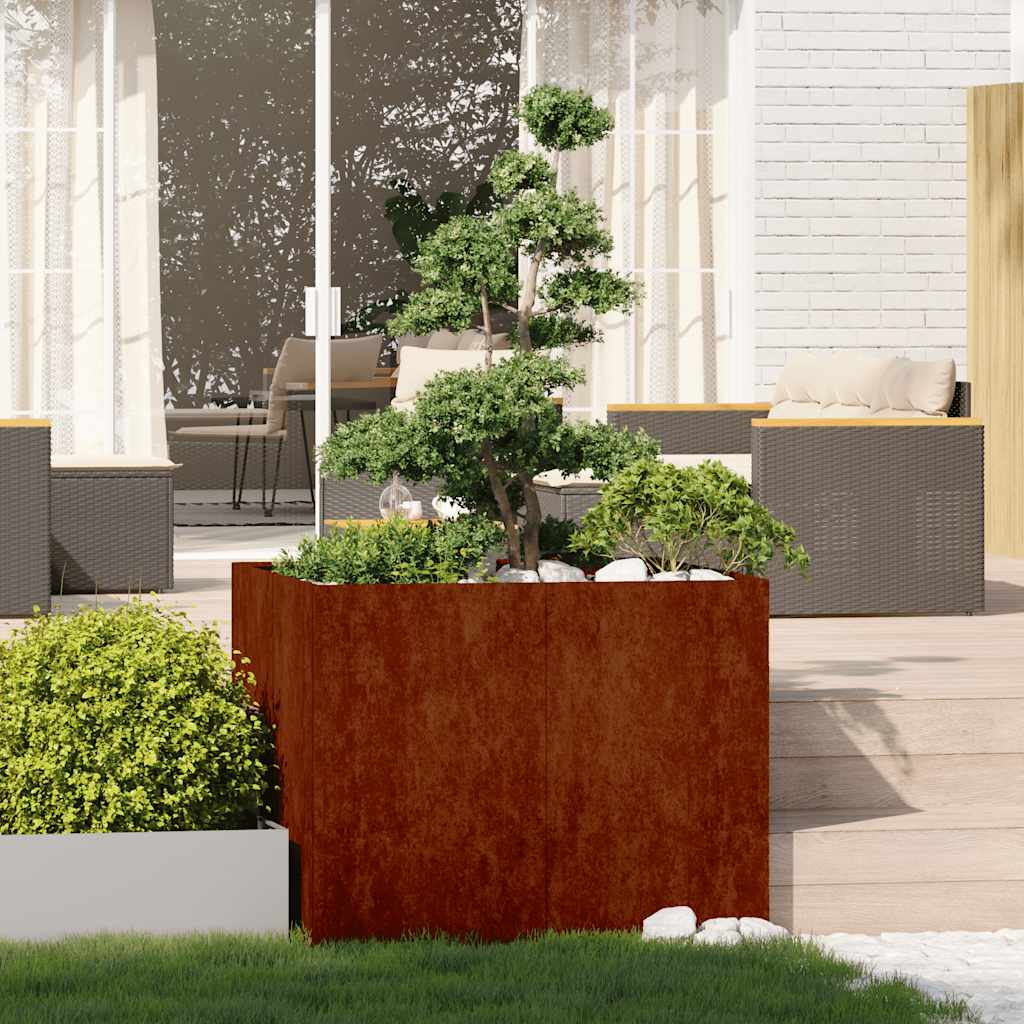 vidaXL Doniczka Rusty 100x100x80 cm Stal nierdzewna