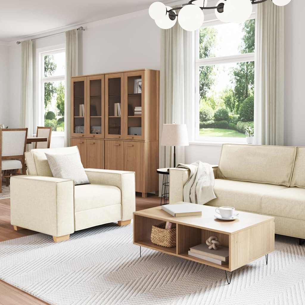 vidaXL Zestaw Sof 3 pcs Beżowy 220 x 80 x 84 cm Tkanina lniana