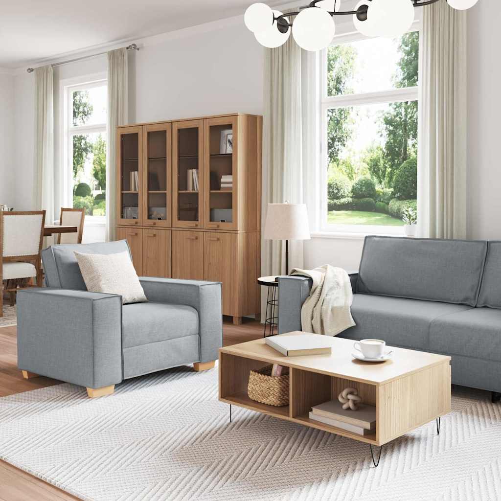vidaXL Sofa 3 pcs Jasnoszary 220 x 80 x 84 cm Tkanina lniana