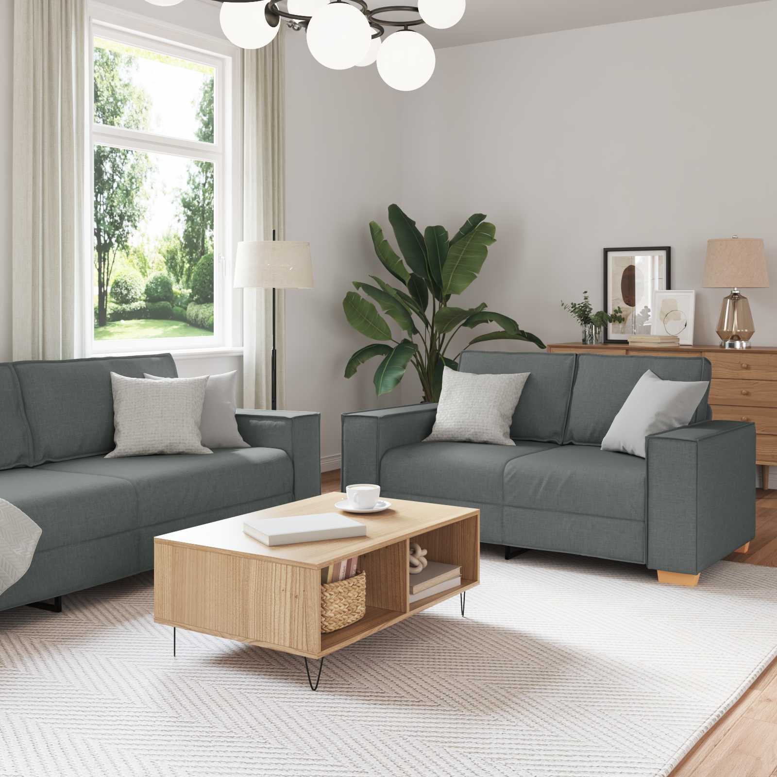 vidaXL Sofa 3 pcs Ciemnoszary 220 x 80 x 84 cm Tkanina lniana