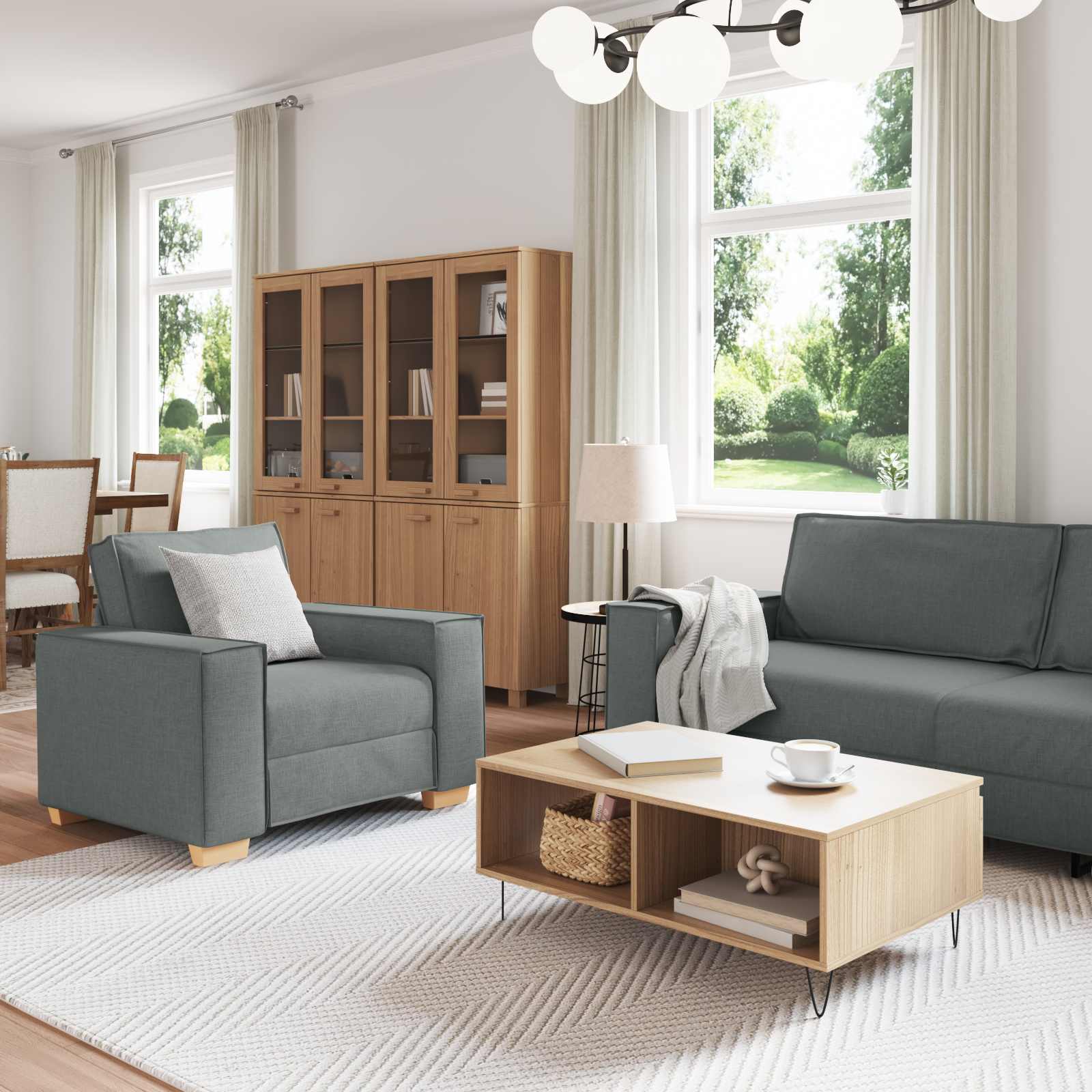 vidaXL Sofa 3 pcs Ciemnoszary 220 x 80 x 84 cm Tkanina lniana