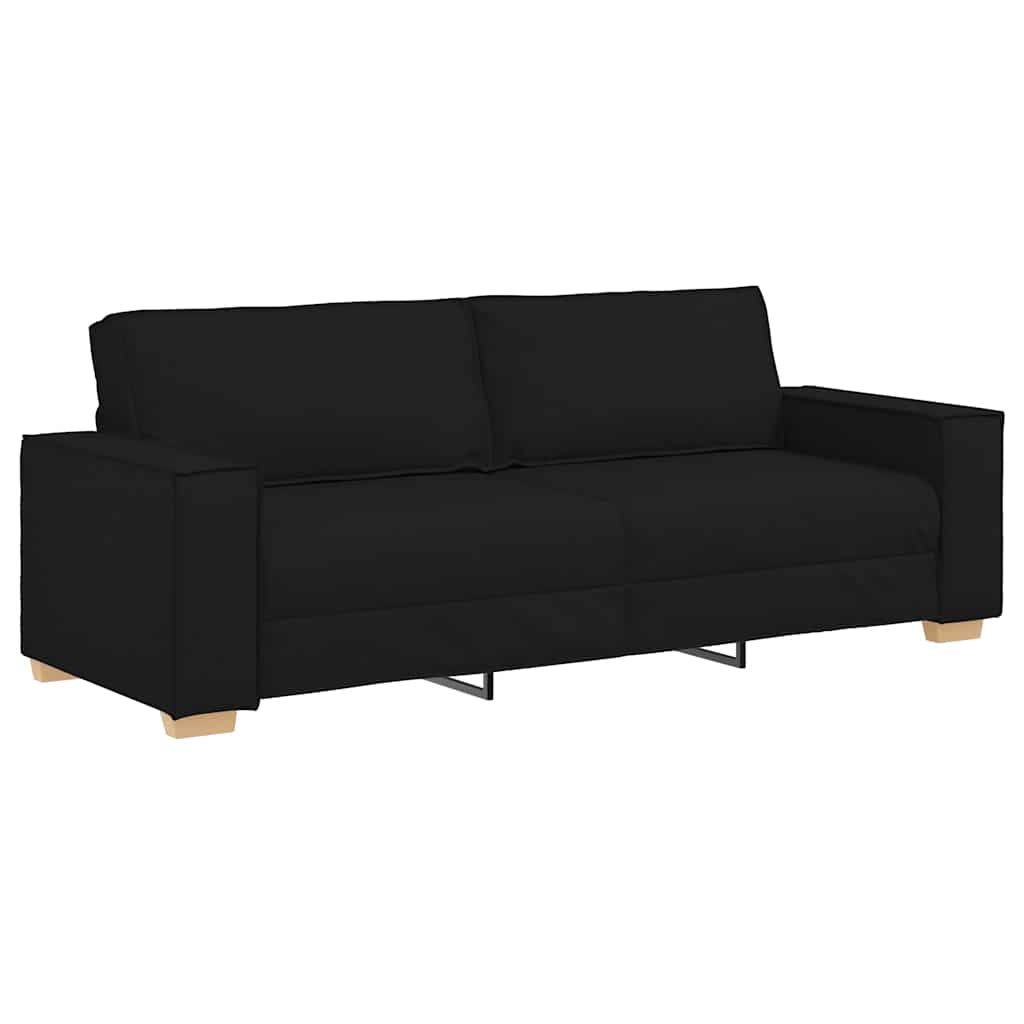 vidaXL Sofa 3 pcs Czarny 220 x 80 x 84 cm Tkanina lniana