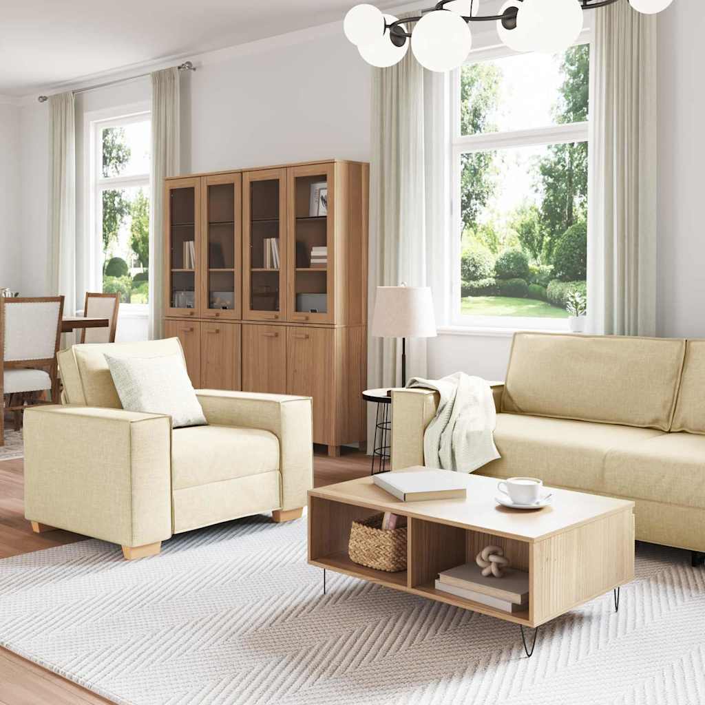 vidaXL Sofa 3 pcs Kremowy 220 x 80 x 84 cm Tkanina lniana