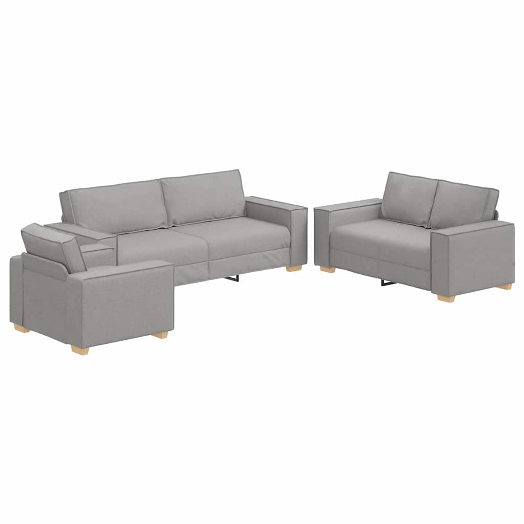 vidaXL Sofa 3 szt. Szary chmur Tkanina lniana