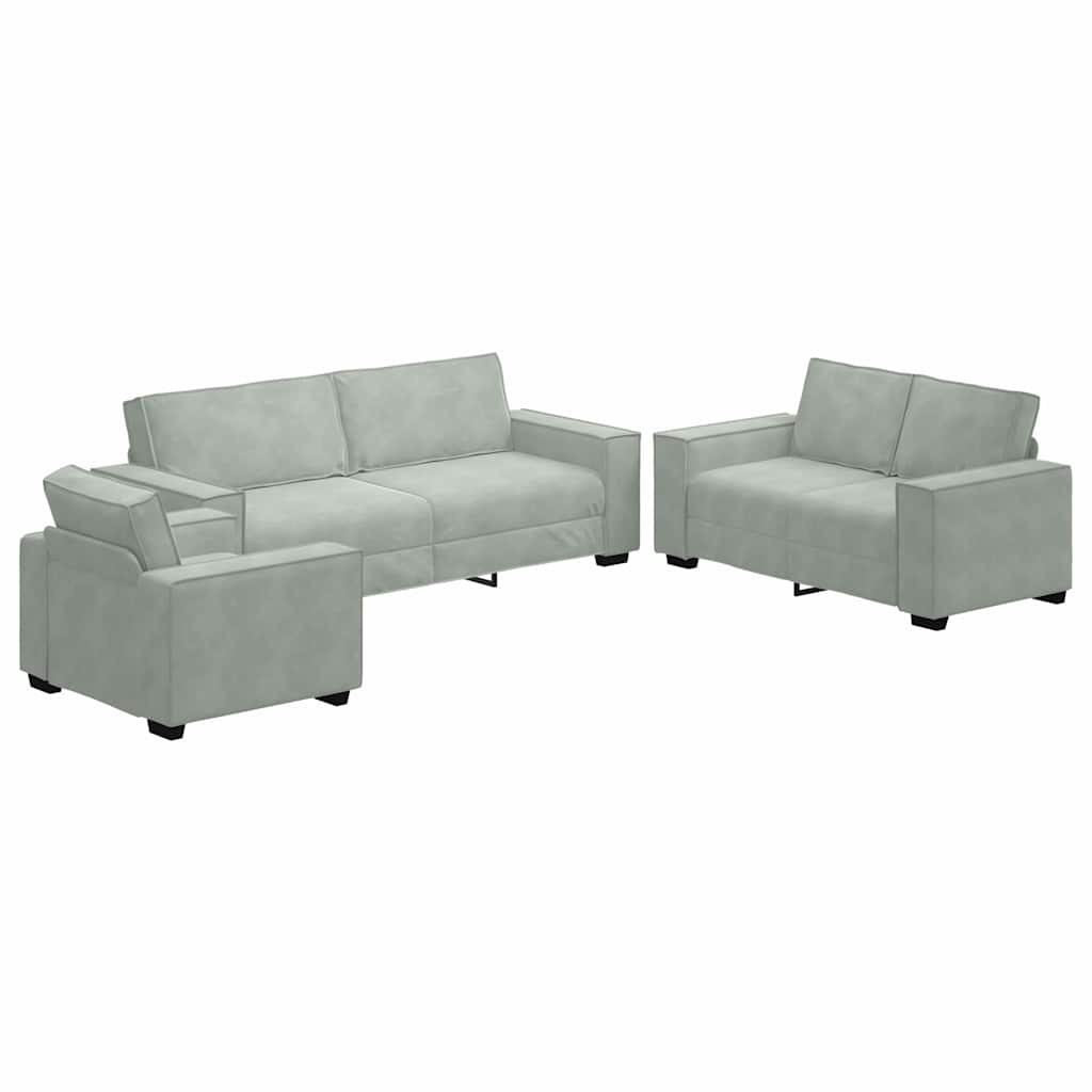 vidaXL Sofa 3 szt. Jasnoszary Tkanina lniana