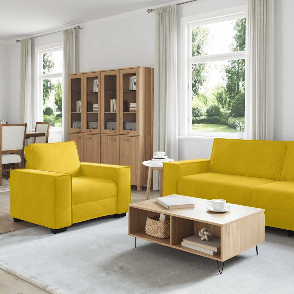 vidaXL 3-częściowy komplet wypoczynkowy, obity aksamitem, żółty
