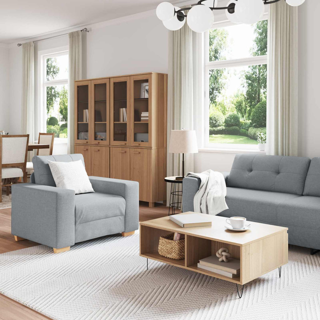 vidaXL Sofa 3 szt. Jasnoszary Tkanina lniana