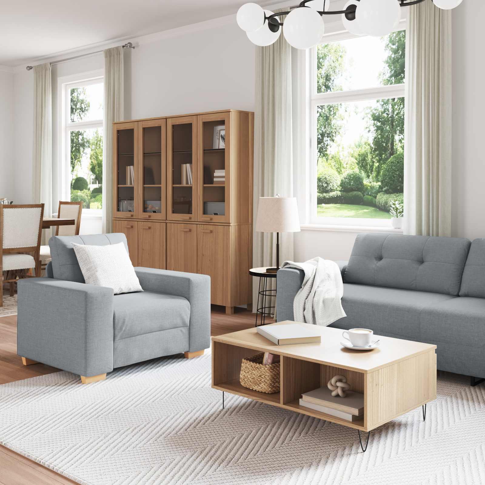 vidaXL Sofa 3 szt. Jasnoszary Tkanina lniana