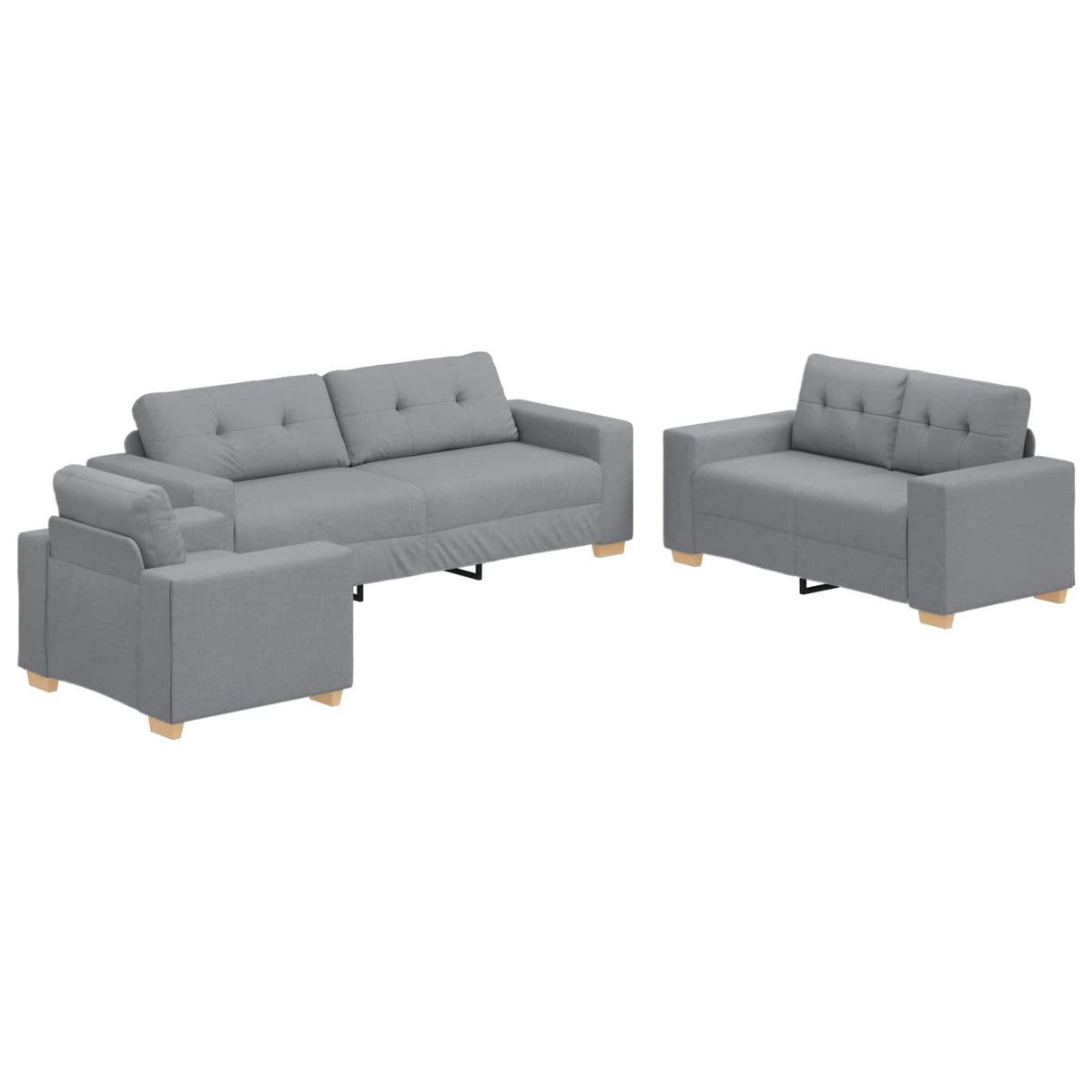 vidaXL Sofa 3 szt. Jasnoszary Tkanina lniana