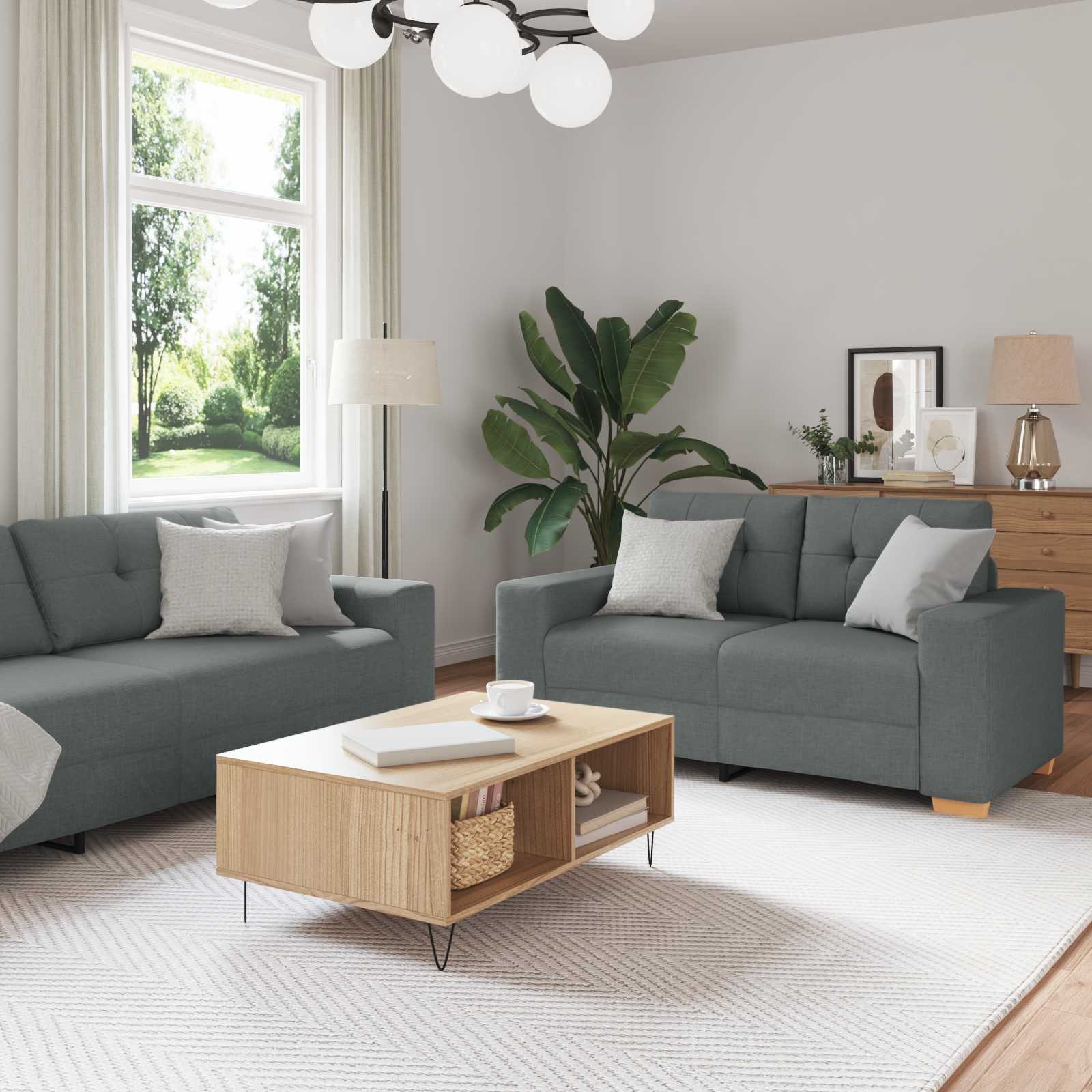 vidaXL Sofa 3 pcs Ciemnoszary 221 x 80 x 80 cm Tkanina lniana