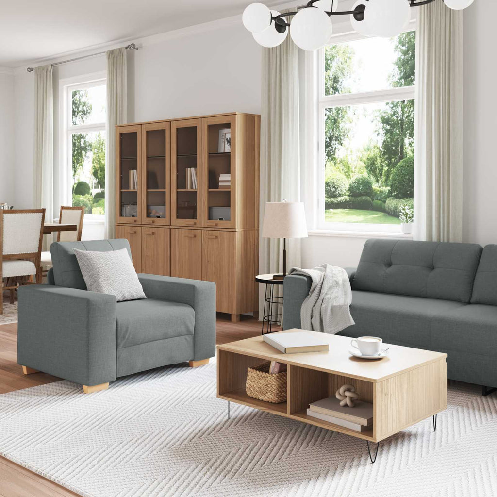 vidaXL Sofa 3 pcs Ciemnoszary 221 x 80 x 80 cm Tkanina lniana