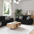 vidaXL Sofa 3 pcs Czarny 221 x 80 x 80 cm Tkanina lniana