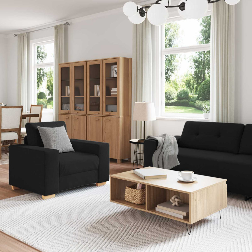 vidaXL Sofa 3 pcs Czarny 221 x 80 x 80 cm Tkanina lniana