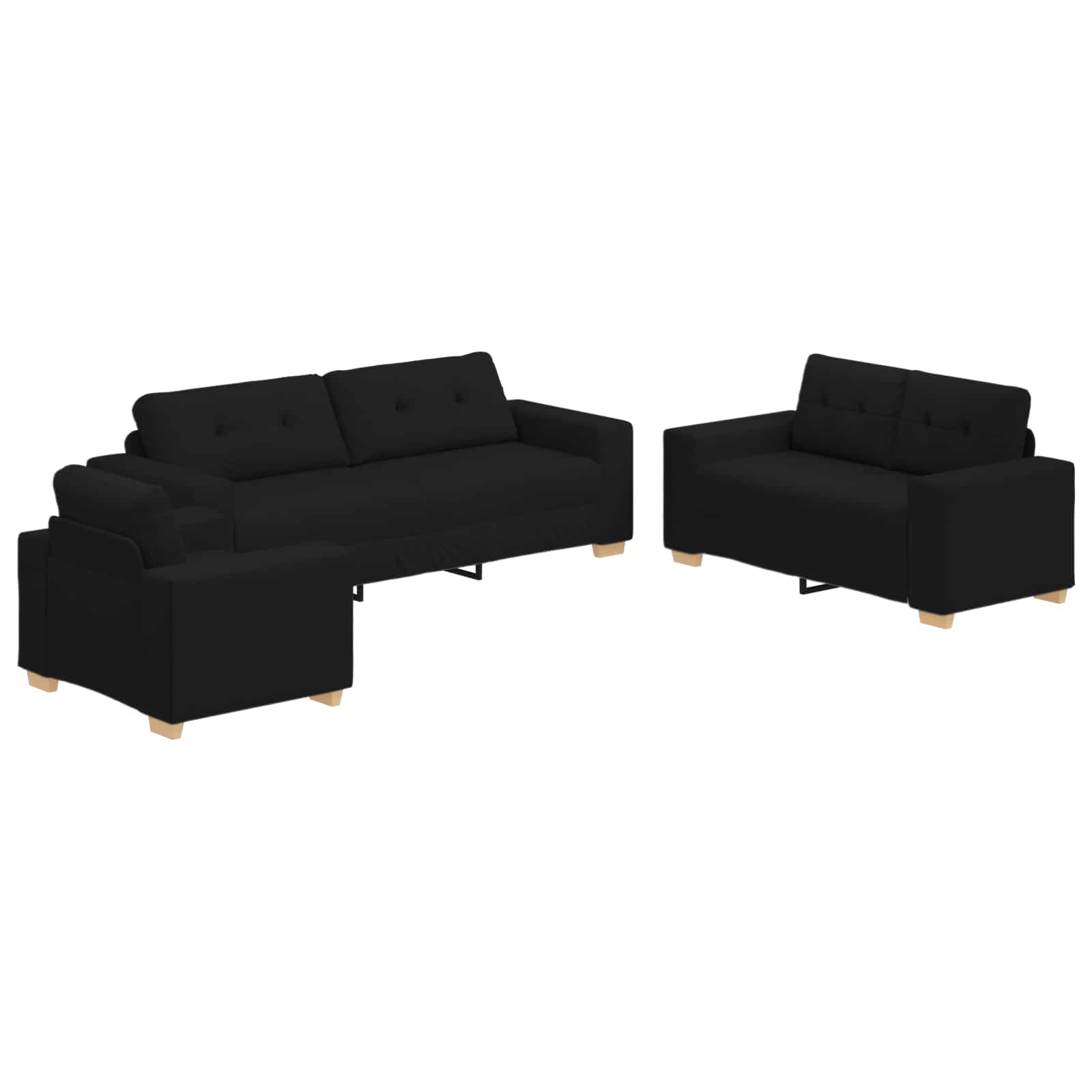 vidaXL Sofa 3 pcs Czarny 221 x 80 x 80 cm Tkanina lniana