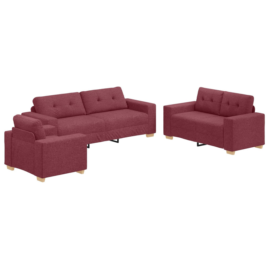 vidaXL Sofa 3 pcs Czerwony Wiatr 221 x 80 x 80 cm Tkanina lniana
