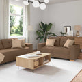 vidaXL Sofa 3 szt. Brązowy Tkanina lniana