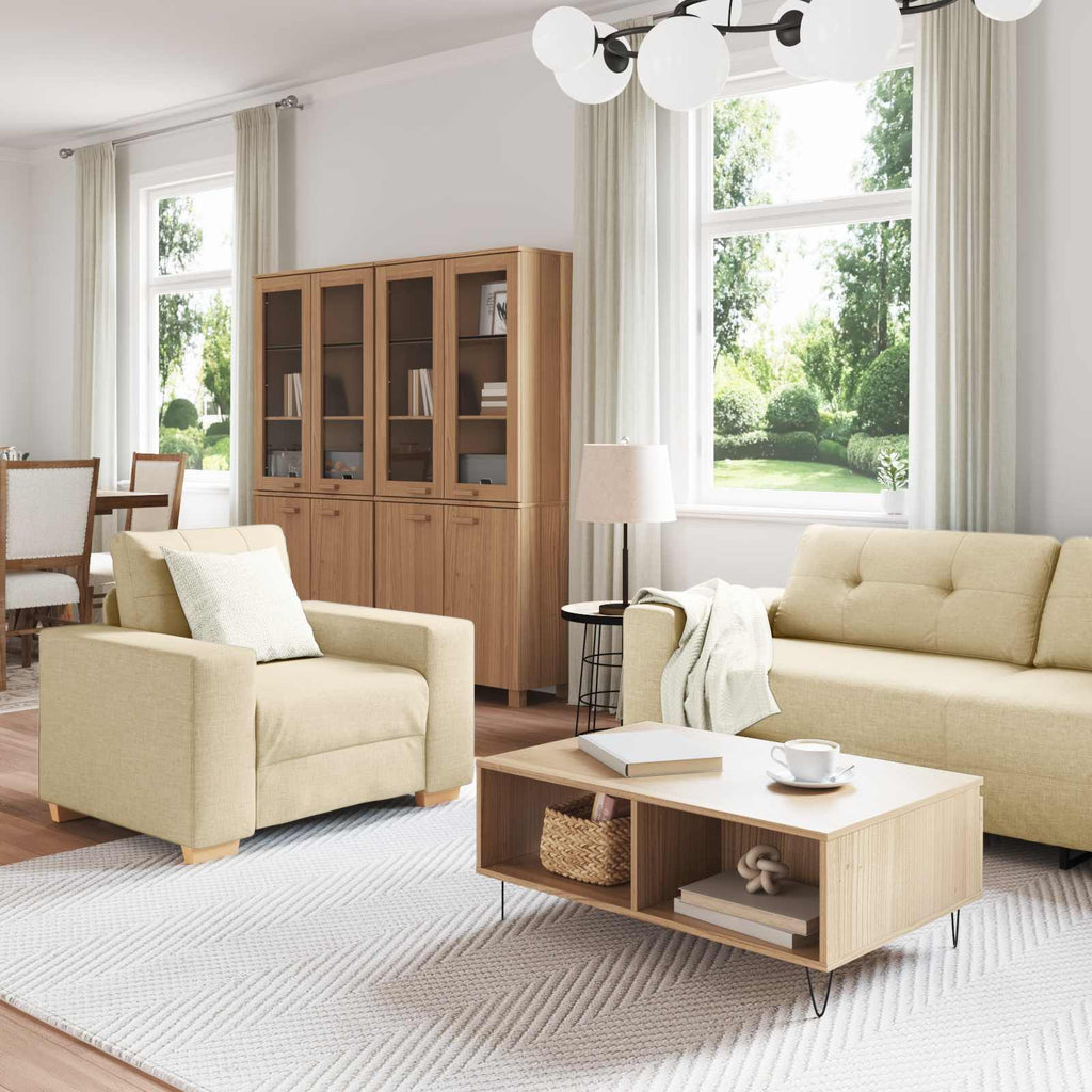 vidaXL Sofa 3 pcs Kremowy 221 x 80 x 80 cm Tkanina lniana