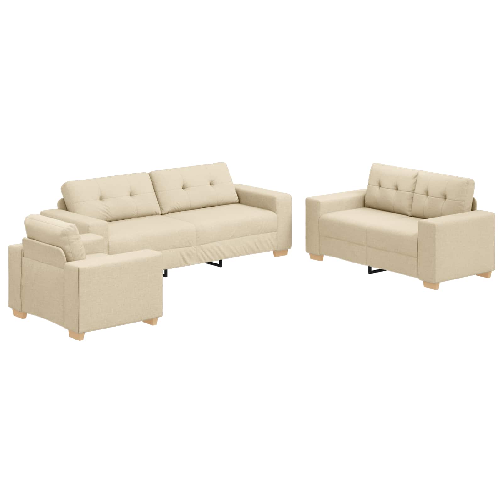 vidaXL Sofa 3 pcs Kremowy 221 x 80 x 80 cm Tkanina lniana
