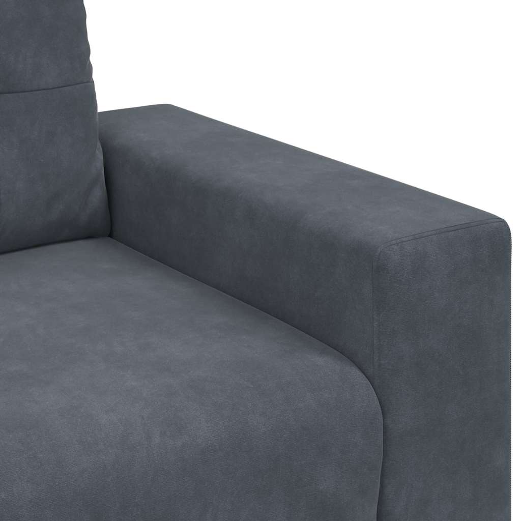 vidaXL Zestaw Sof 3 pcs Ciemnoszary 221 x 80 x 80 cm Aksamit