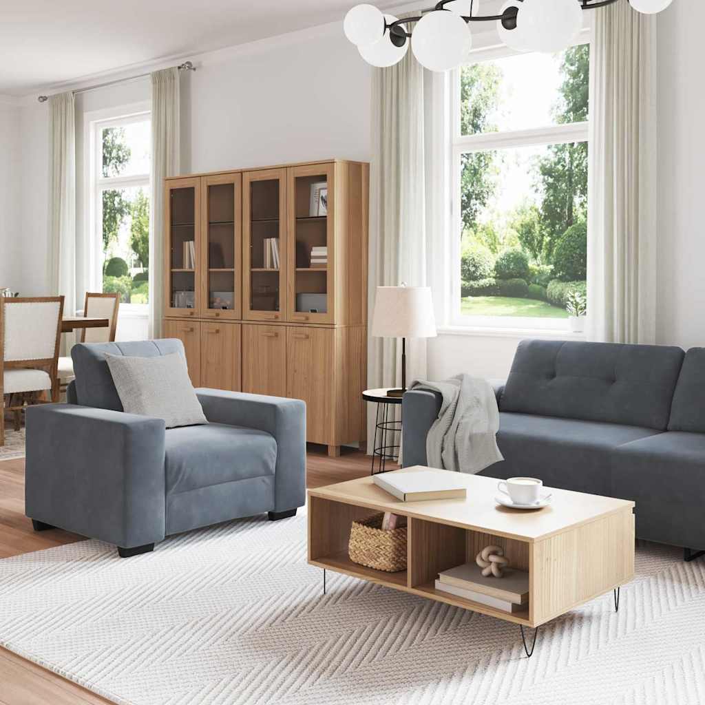 vidaXL Zestaw Sof 3 pcs Ciemnoszary 221 x 80 x 80 cm Aksamit
