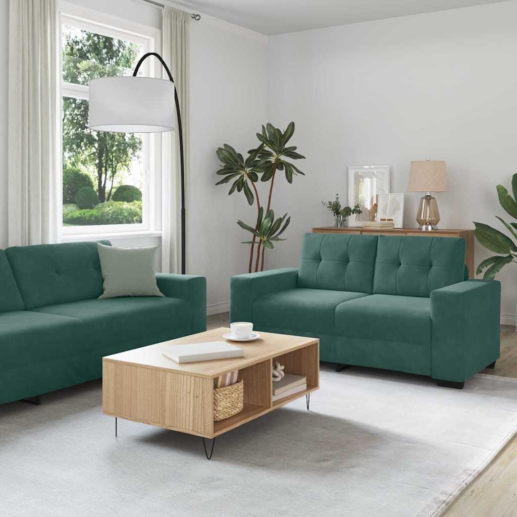 vidaXL Zestaw Sof 3 pcs Ciemna zieleń 221 x 80 x 80 cm Aksamit