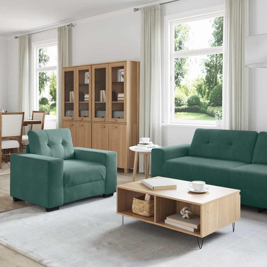 vidaXL Zestaw Sof 3 pcs Ciemna zieleń 221 x 80 x 80 cm Aksamit