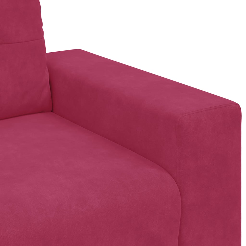 vidaXL Zestaw Sof 3 pcs Czerwony Wiatr 221 x 80 x 80 cm Aksamit