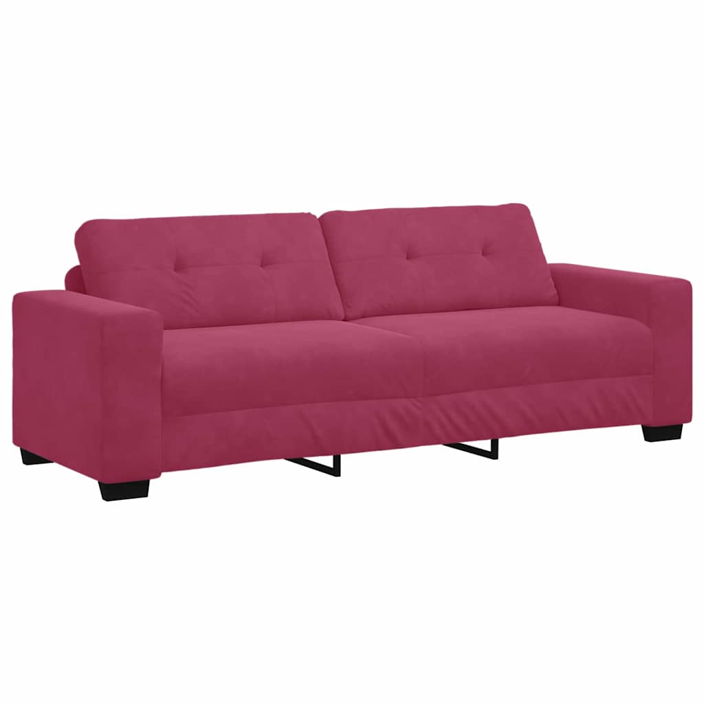 vidaXL Zestaw Sof 3 pcs Czerwony Wiatr 221 x 80 x 80 cm Aksamit