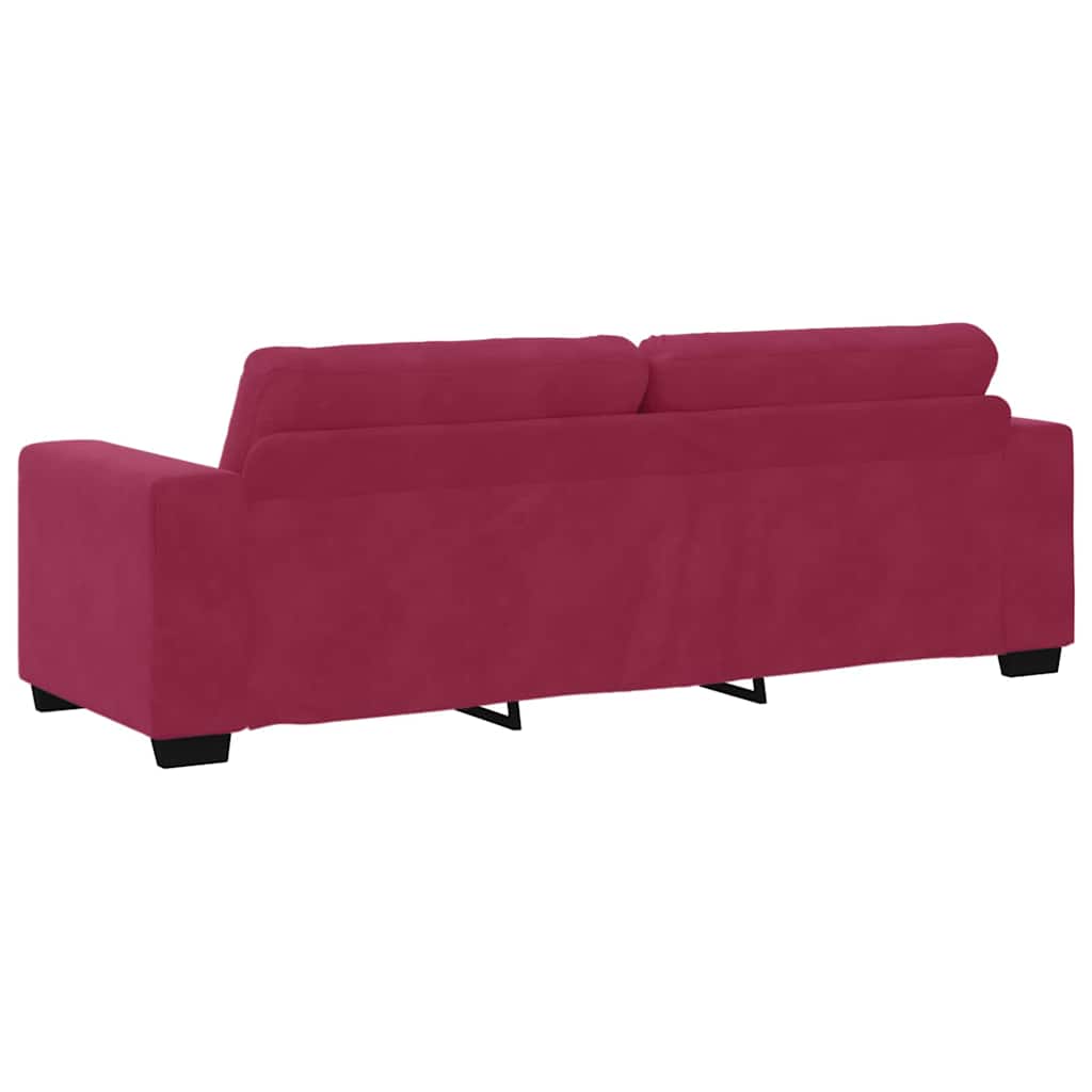 vidaXL Zestaw Sof 3 pcs Czerwony Wiatr 221 x 80 x 80 cm Aksamit
