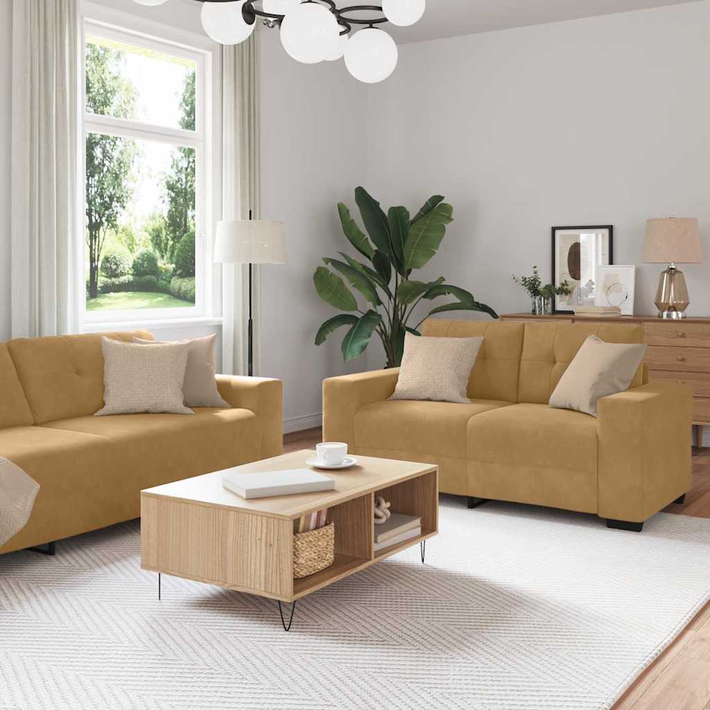 vidaXL Zestaw Sof 3 pcs Brązowy 221 x 80 x 80 cm Aksamit