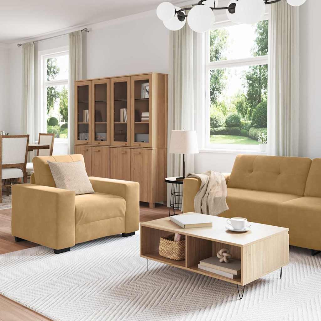 vidaXL Zestaw Sof 3 pcs Brązowy 221 x 80 x 80 cm Aksamit