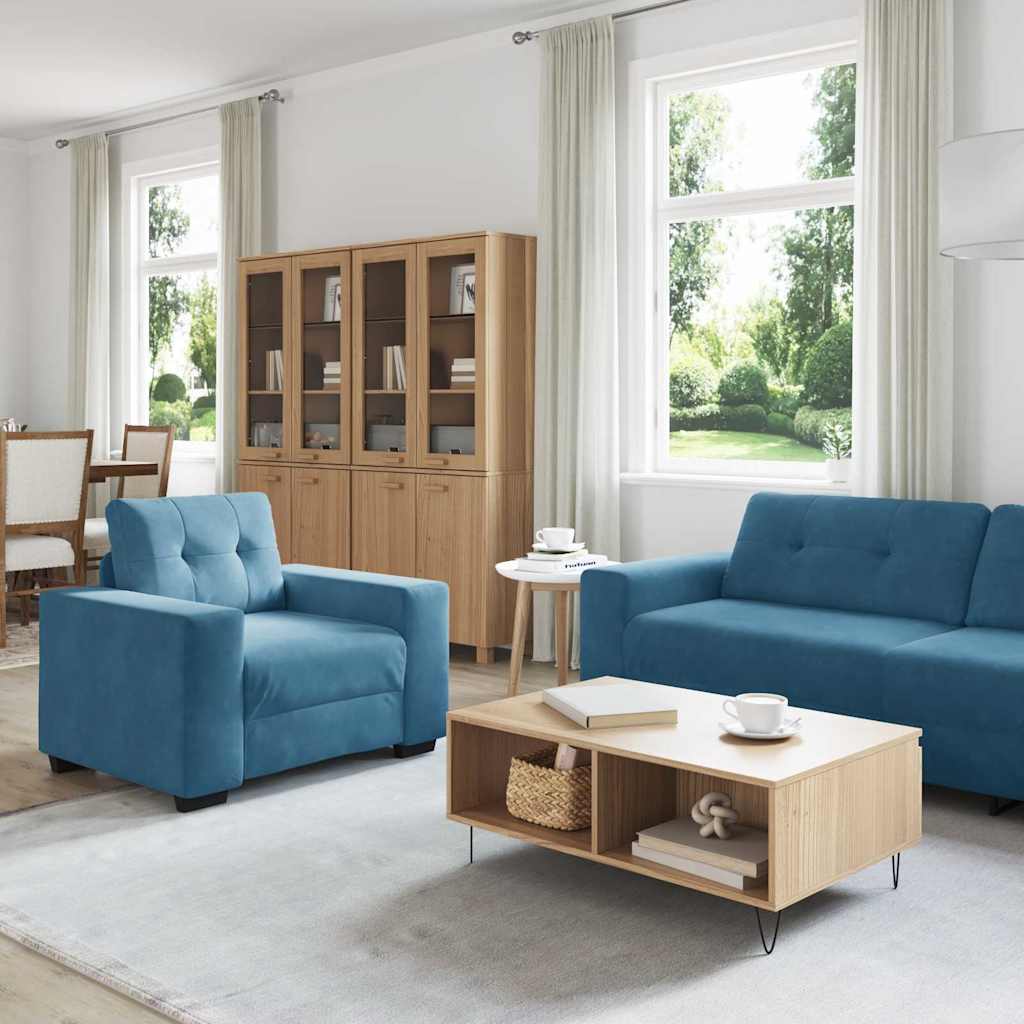 vidaXL Zestaw Sof 3 pcs Niebieski 221 x 80 x 80 cm Aksamit