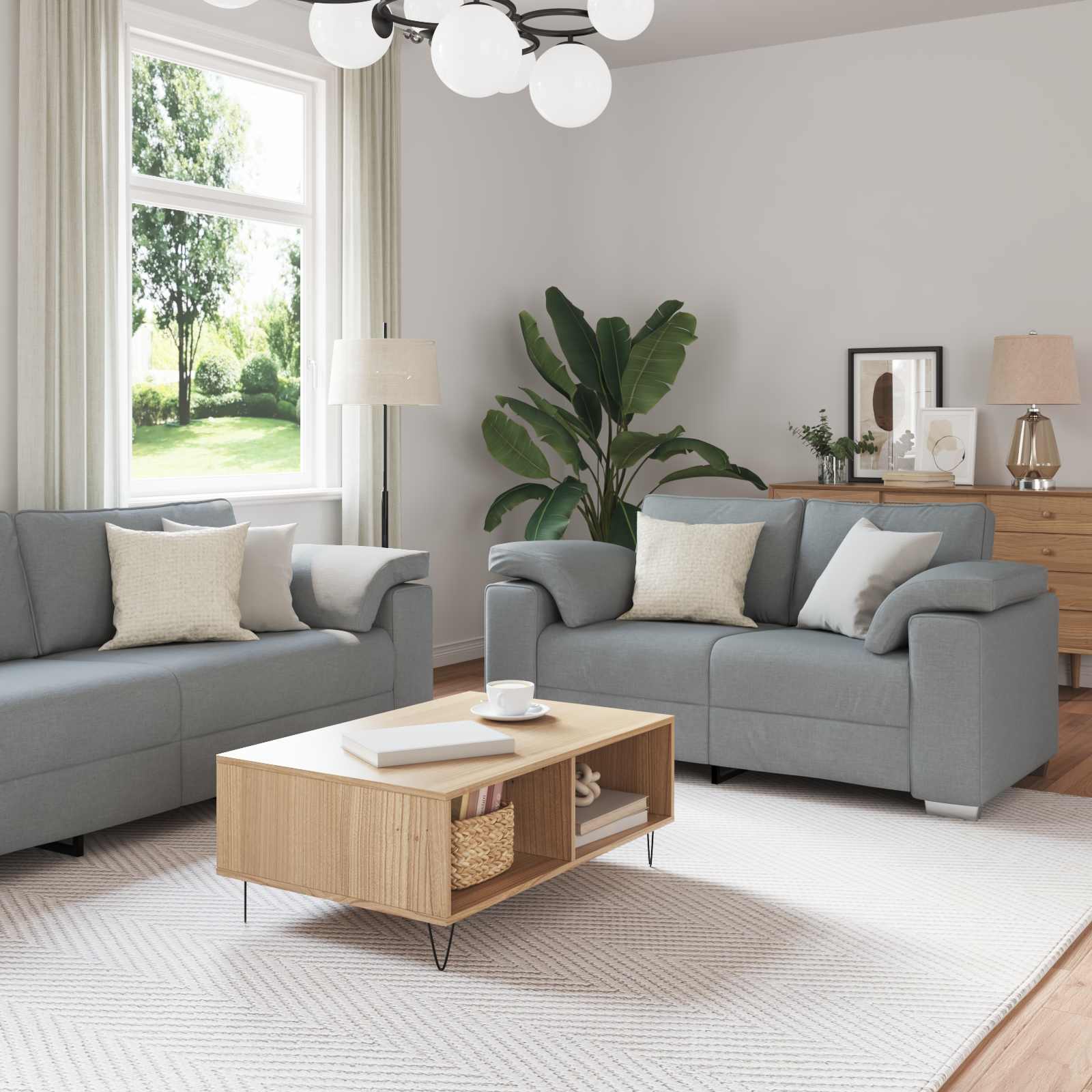vidaXL Sofa 3 pcs Jasnoszary 219 x 80 x 82 cm Tkanina lniana