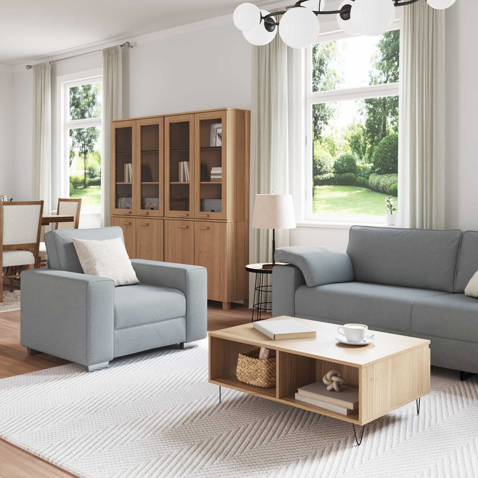vidaXL Sofa 3 pcs Jasnoszary 219 x 80 x 82 cm Tkanina lniana