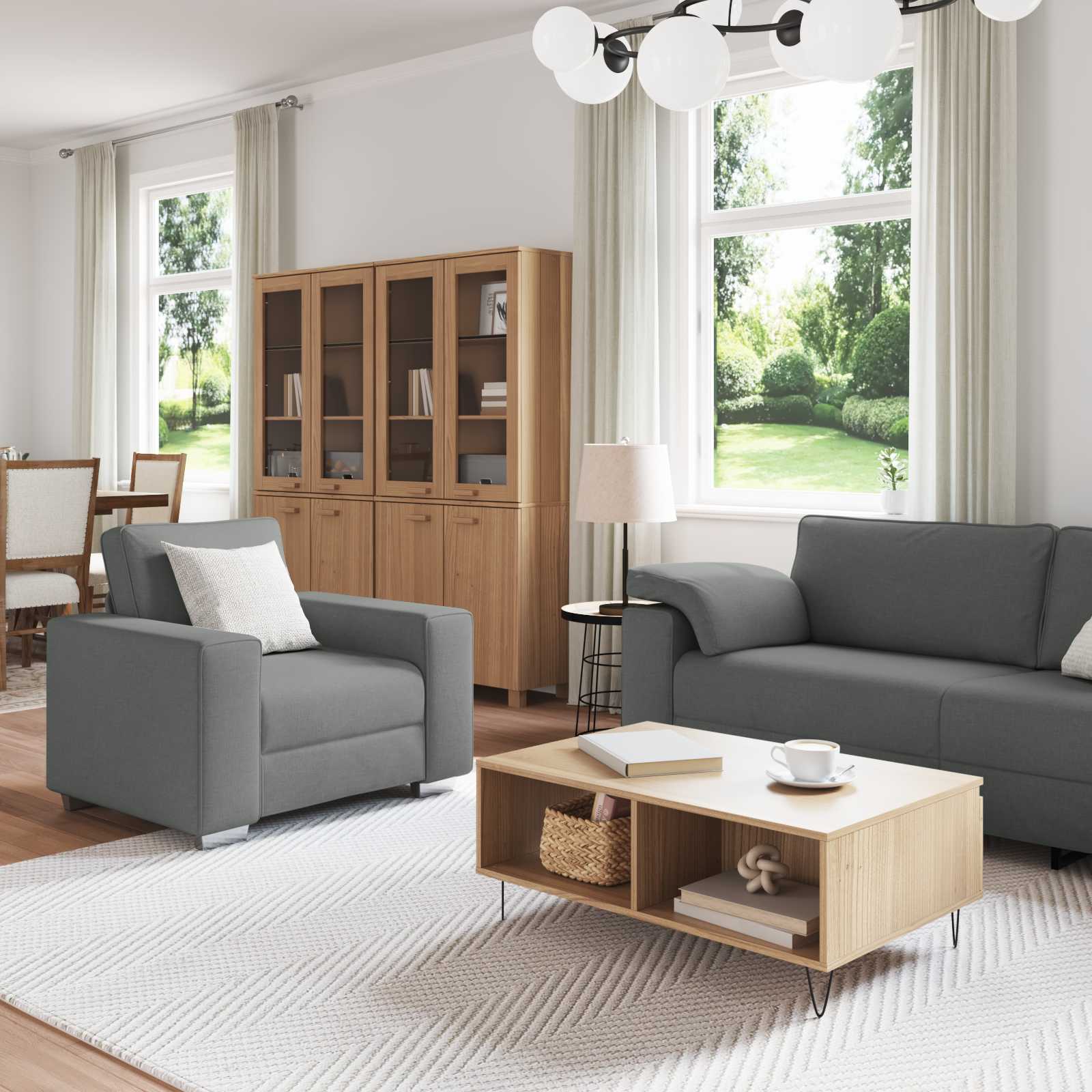vidaXL Sofa 3 pcs Ciemnoszary 219 x 80 x 82 cm Tkanina lniana