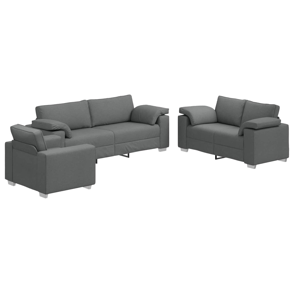 vidaXL Sofa 3 pcs Ciemnoszary 219 x 80 x 82 cm Tkanina lniana